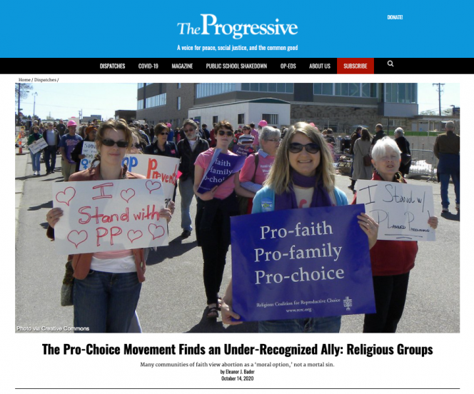 Screenshot of article on The Progressive's website