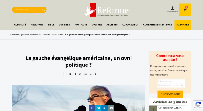 A screenshot of Reforme, headline, and an image of a man speaking at a dias