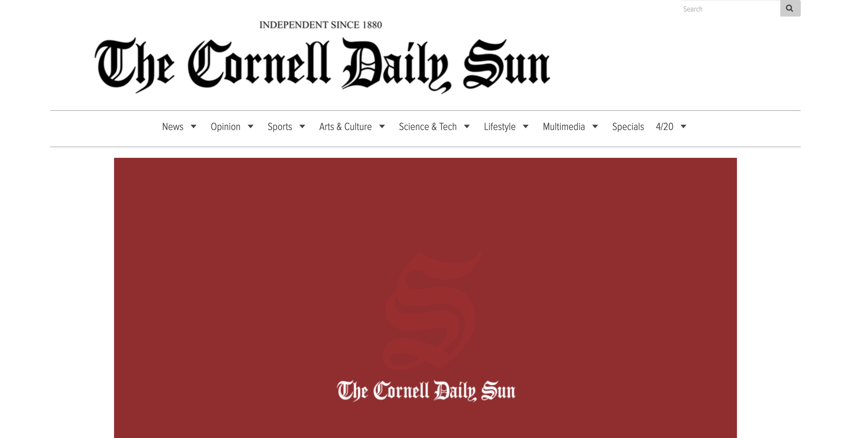 screenshot of The Cornell Daily Sun