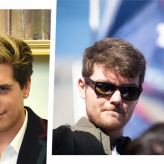 A split image of Milo Yiannopoulos and Nick Fuentes
