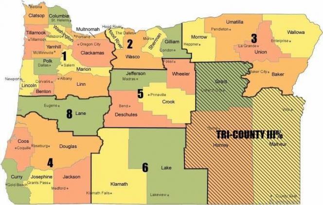 The Oregon III%, like many other states, divides the state into different Zones. Tri-County III% is autonomous from the larger group.