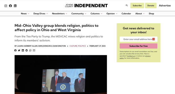 screenshot of Athens County Independent