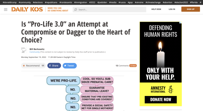 Screenshot of The Daily Kos