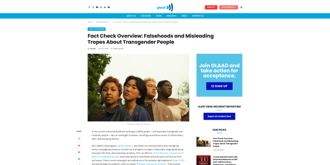 screenshot of GLAAD