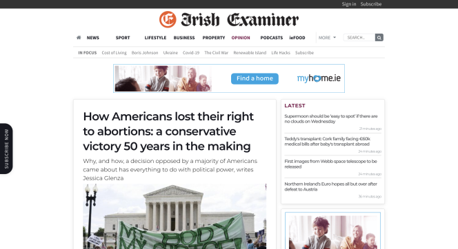 Screenshot of Irish Examiner