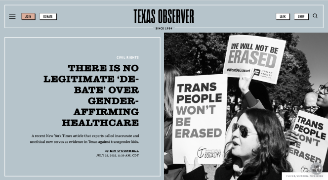 screenshot of Texas Observer