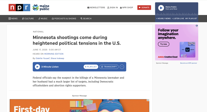 screenshot of NPR
