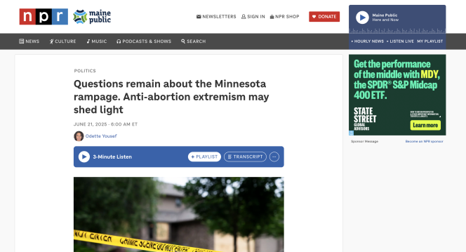screenshot of NPR