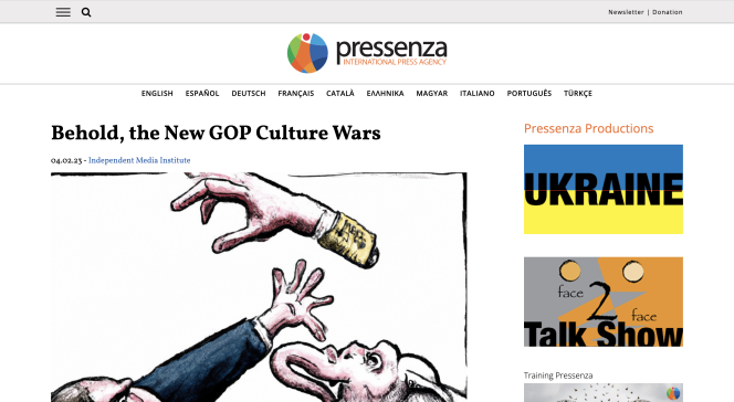screenshot of Pressenza