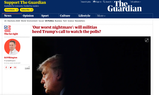 Screenshot of article on The Guardian's website