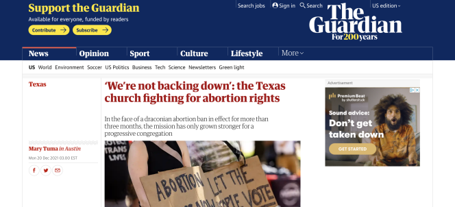 Screenshot of The Guardian