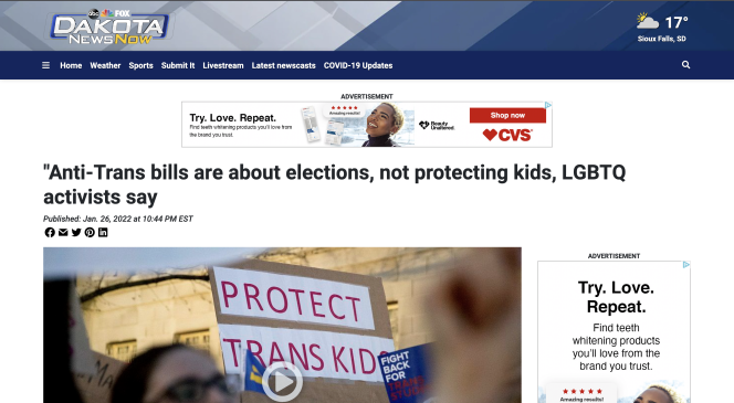 A screenshot of the Dakota News Now
