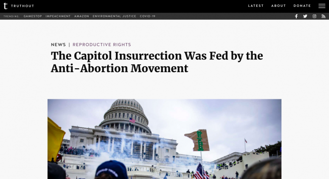 Screenshot of the Truthout page