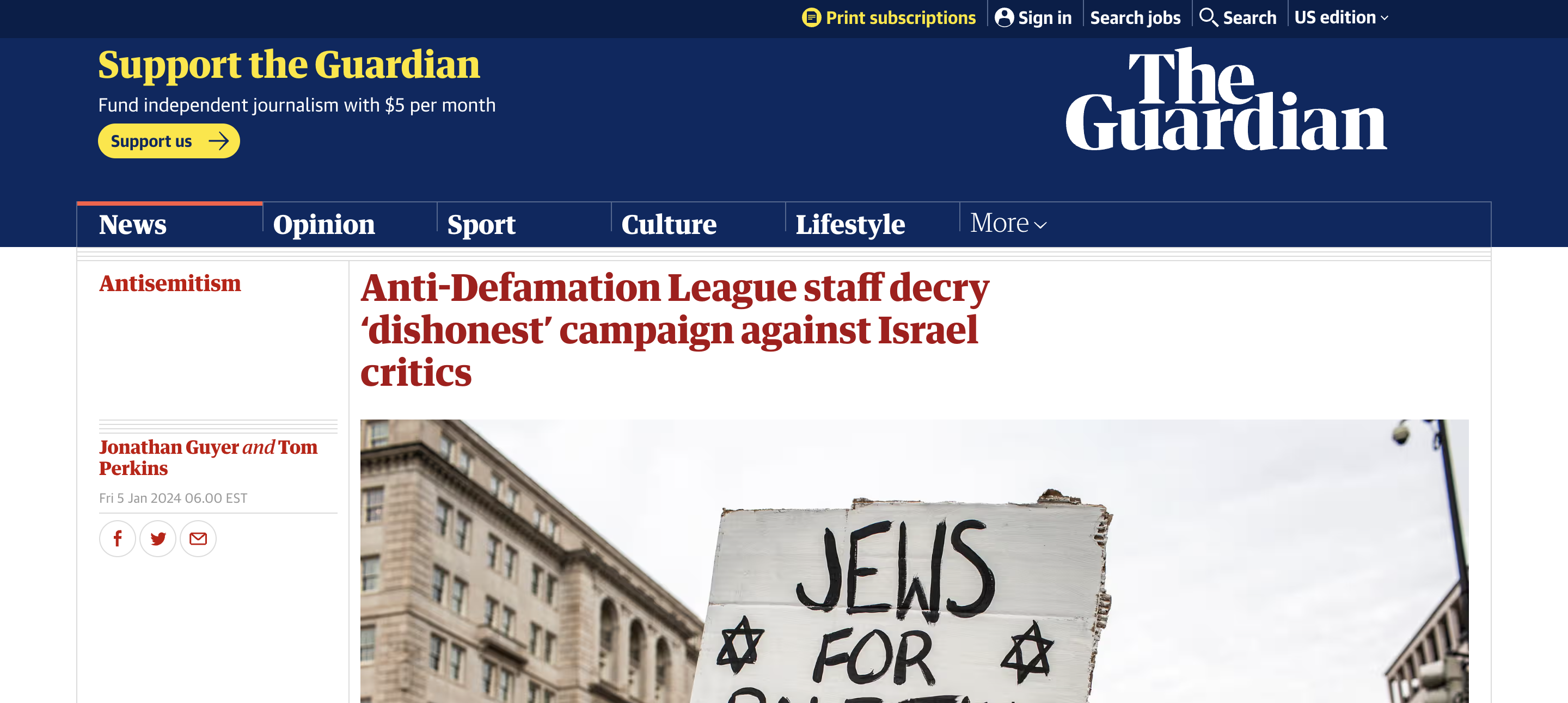 screenshot of The Guardian