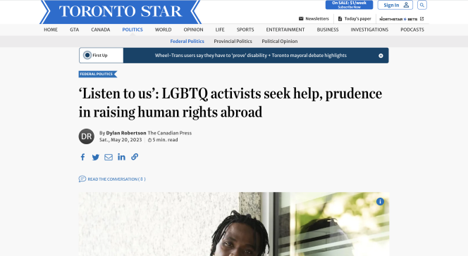 screenshot of Toronto Star