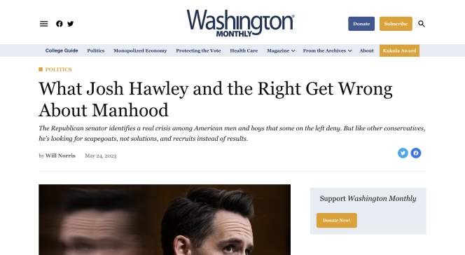 screenshot of Washington Monthly