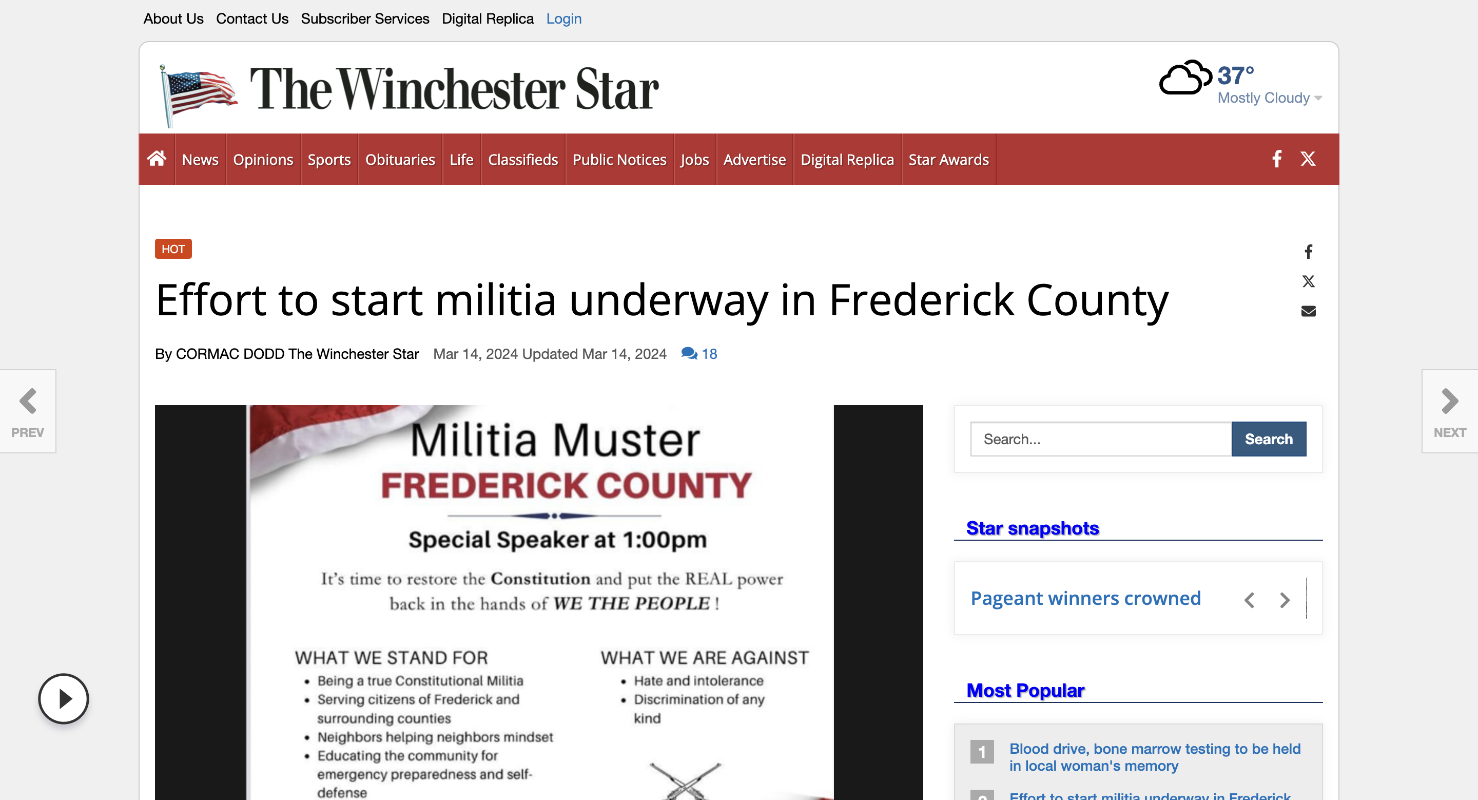 Screenshot of Winchester Star