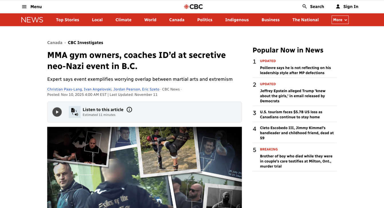 screenshot of CBC