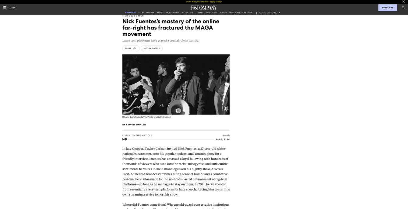 screenshot of Fast Company