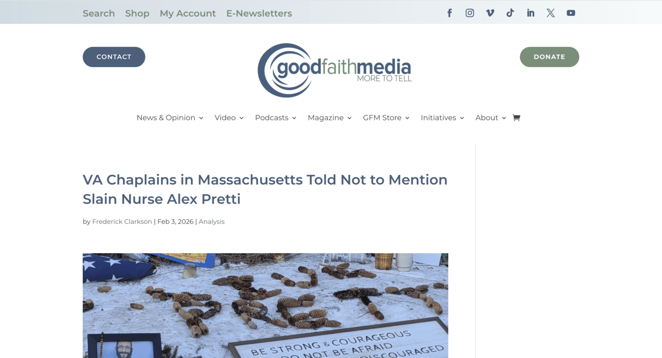 screenshot of Good Faith Media
