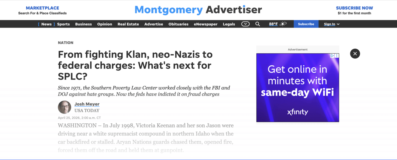 screenshot of Montgomery Advertiser