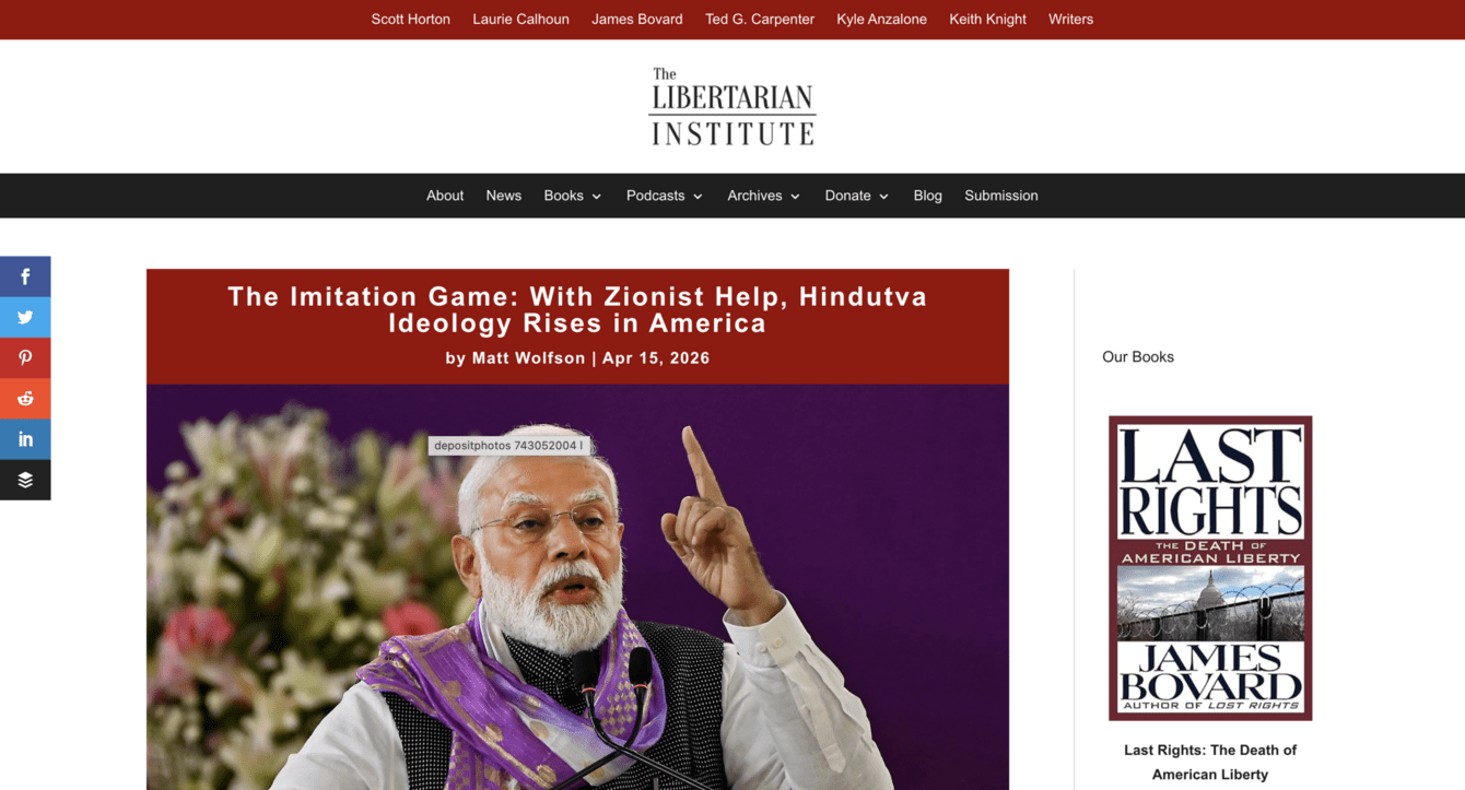 Screenshot of the Libertarian Institute