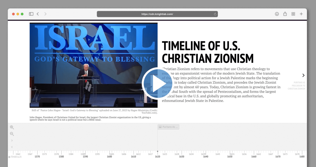 Mockup of webpage with interactive timeline on it
