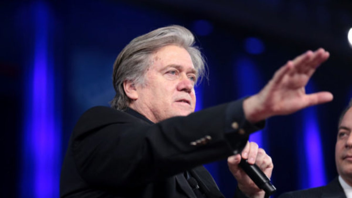 Steve Bannon speaking at the 2017 Conservative Political Action Conference (CPAC) in Maryland. Photo: Gage Skidmore via Flickr.
