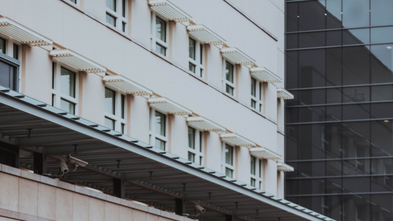 Police officer walking in empty street