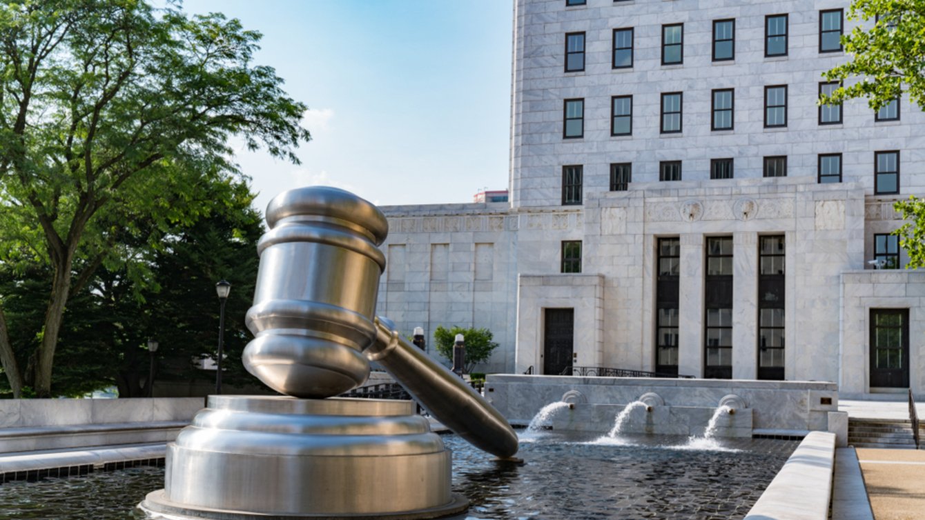 Gavel sculpture located in the courtyard of the Ohio Judicial Center in downtown Columbus, Ohio 
