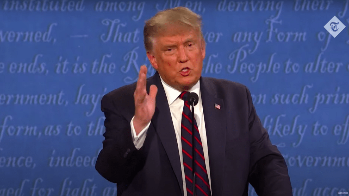 President Trump speaking during the 2020 Presidential Debate