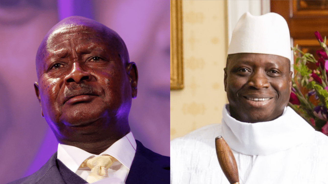 A collage of President Yoweri Museveni and President Yahya Jammeh