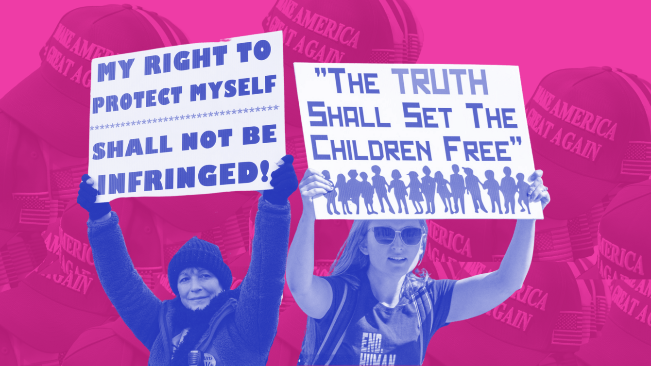 Two protestors with signs