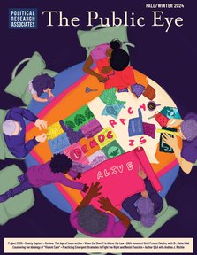 a group of people sitting around, mending a quilt that reads "democracy is alive."