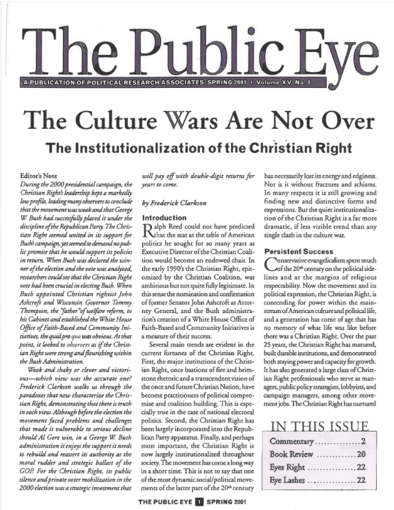 Cover of the Spring 2001 issue of The Public Eye. 