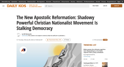 Screenshot of Daily Kos