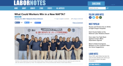 screenshot of Labor Notes