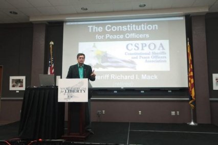 CSPOA founder Richard Mack speaking at a meeting for the Glendale Community College Young Americans for Liberty chapter in Glendale, Arizona on Feb. 25, 2016.