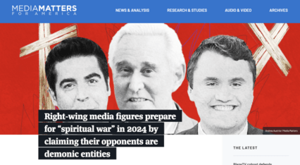 Screenshot of Media Matters