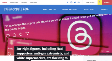 screenshot of Media Matters