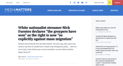 screenshot of Media Matters