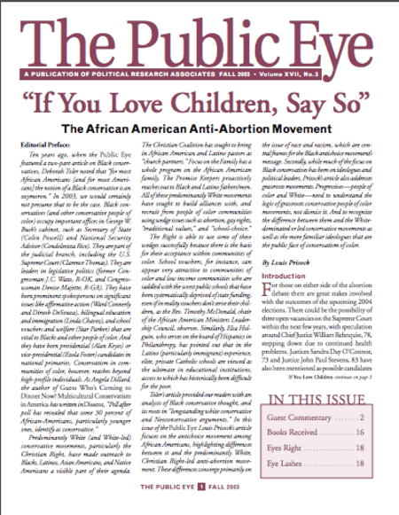 The Public Eye, Fall 2003 cover