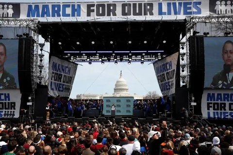 Students and young people gather for the March for Our Lives rally demanding gun control in Washington