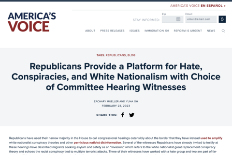 screenshot of America's Voice