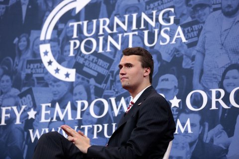 Charlie Kirk (founder of TPUSA) speaking at the 2018 Conservative Political Action Conference (CPAC) in National Harbor, Maryland.