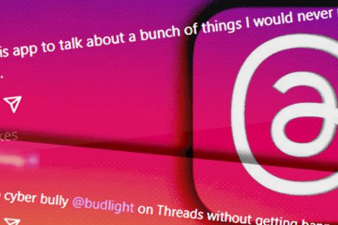 an instagram gradient with the threads logo