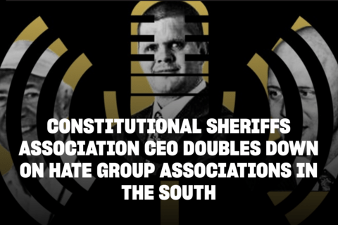 An illustration of three men on a mic