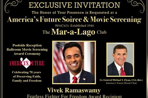 a black background with vivek ramaswamy's picture on it.