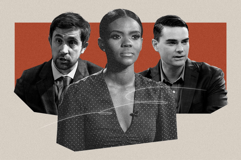 Candace Owens, Ben Shapiro on a collage.