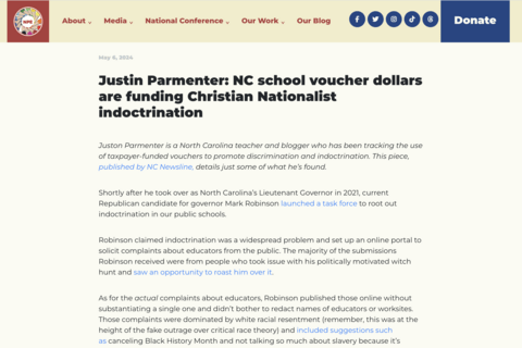 screenshot of The Network for Public Education